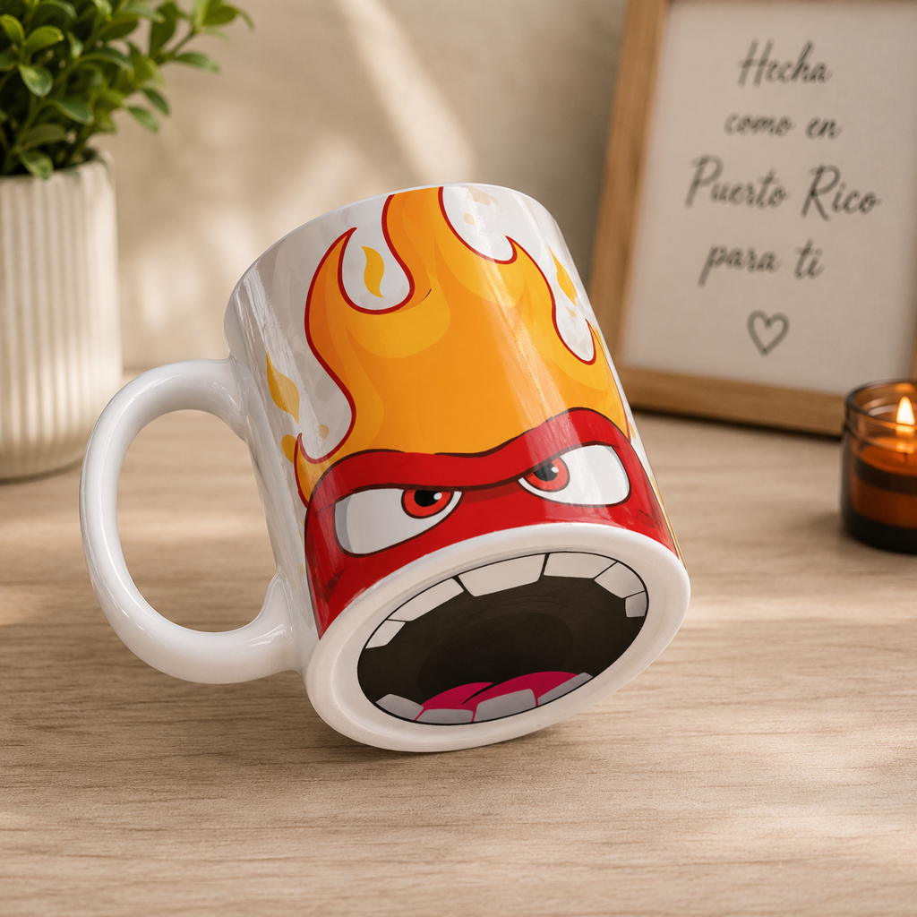 Anger Face Ceramic Mug | 11oz Novelty Coffee Mug