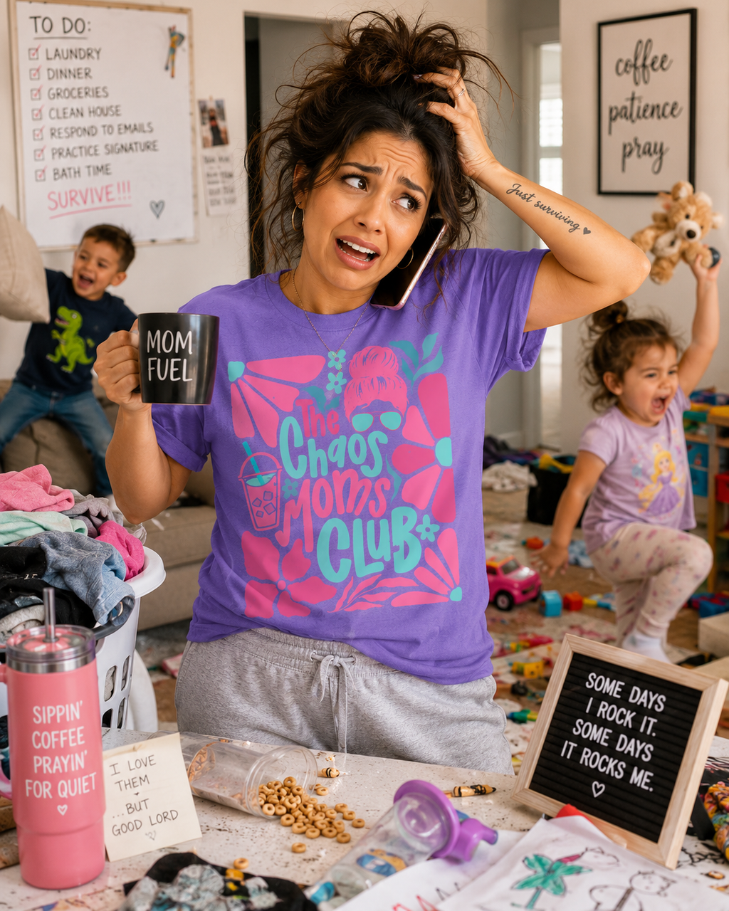 The Chaos Moms Club | Funny Mom Graphic T-Shirt | Unisex Gildan Cotton Tee