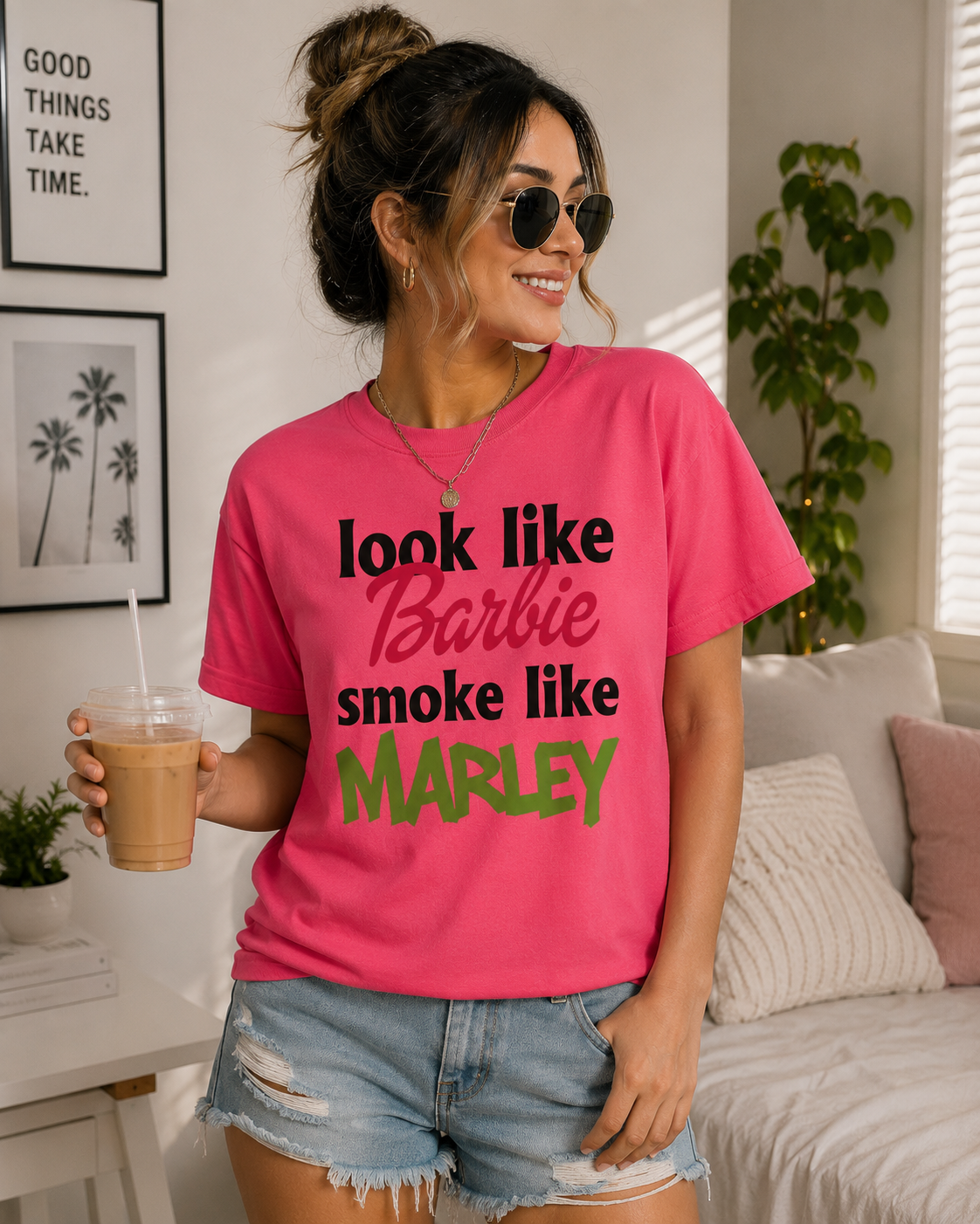 Look Like Barbie, Smoke Like Marley™ | Funny Stoner Graphic Tee