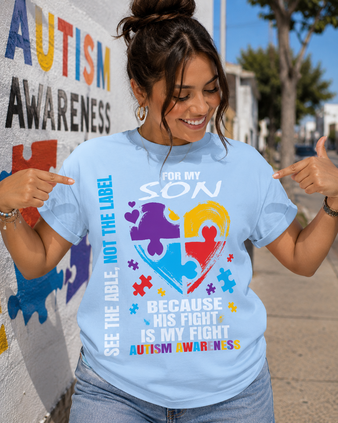 Autism Awareness Shirt – His Fight Is My Fight | Unisex Cotton Graphic Tee