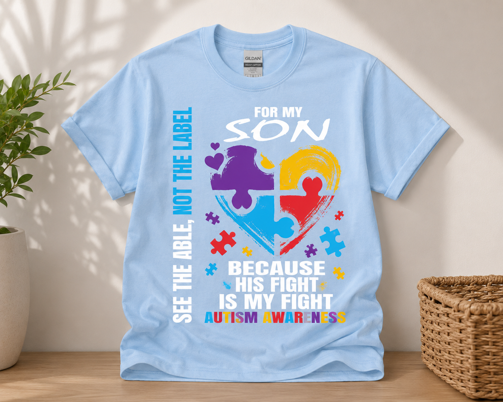 Autism Awareness Shirt – His Fight Is My Fight | Unisex Cotton Graphic Tee
