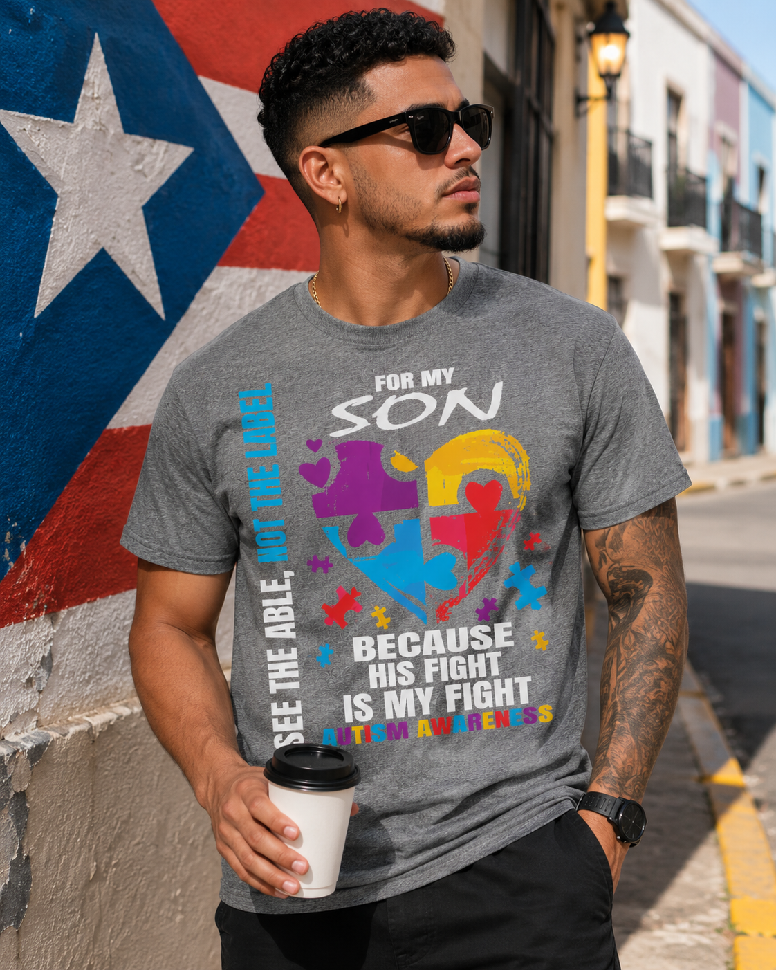 Autism Awareness Shirt – His Fight Is My Fight | Unisex Cotton Graphic Tee