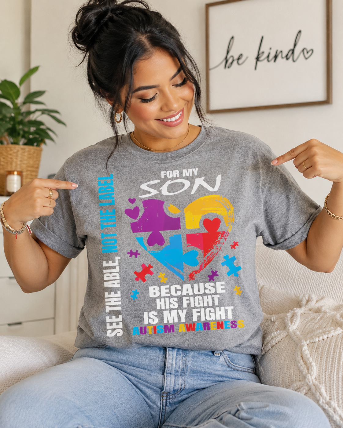 Autism Awareness Shirt – His Fight Is My Fight | Unisex Cotton Graphic Tee