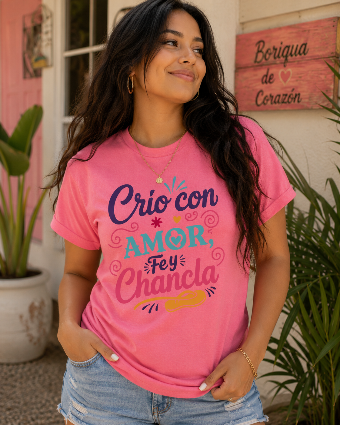 Crío Con Amor, Fe y Chancla | Funny Puerto Rican Unisex Graphic T-Shirt