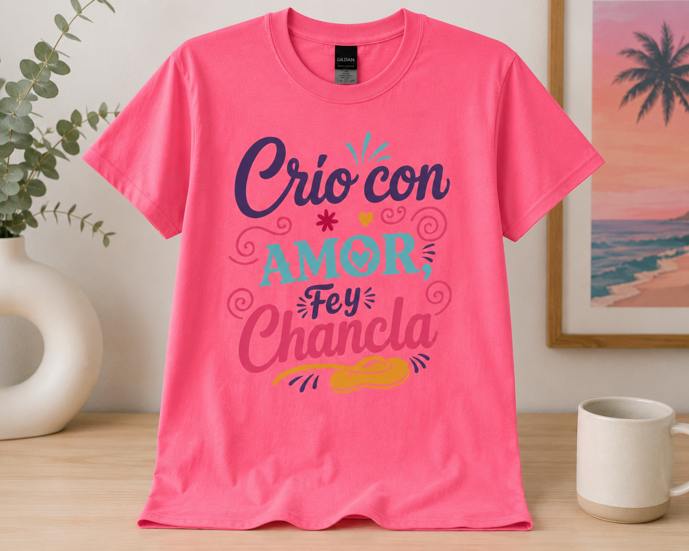 Crío Con Amor, Fe y Chancla | Funny Puerto Rican Unisex Graphic T-Shirt