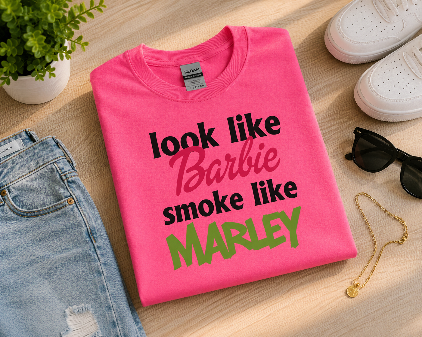 Look Like Barbie, Smoke Like Marley™ | Funny Stoner Graphic Tee