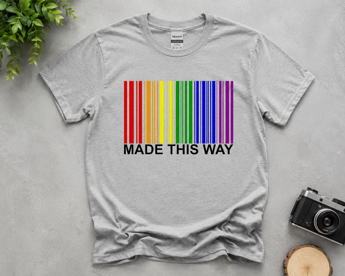 Made This Way™ | LGBTQ+ Rainbow Barcode Graphic T-Shirt