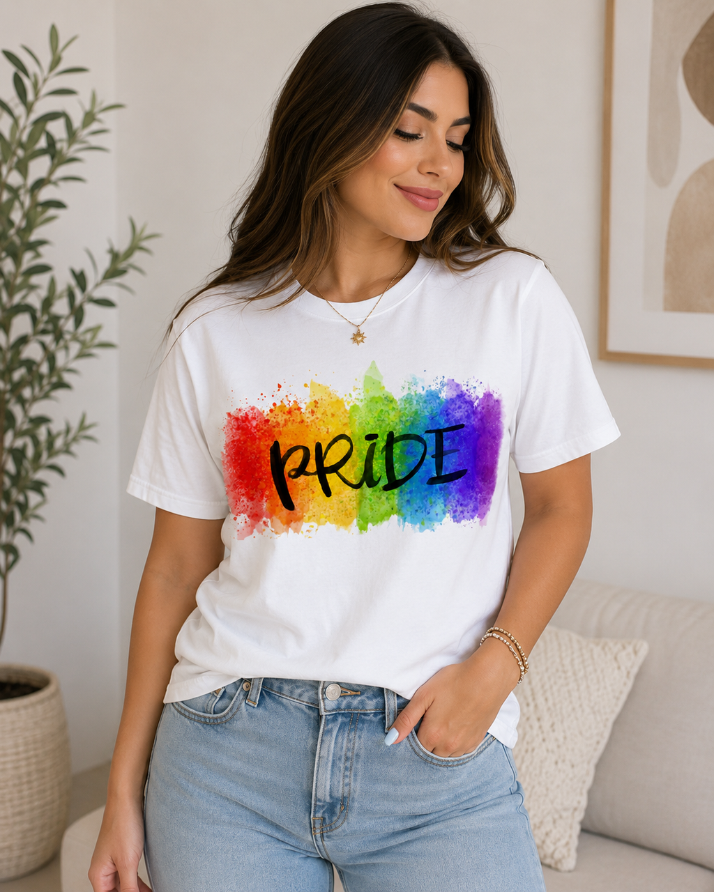 PRIDE Watercolor Graphic Tee | LGBTQ+ Rainbow Unisex T-Shirt