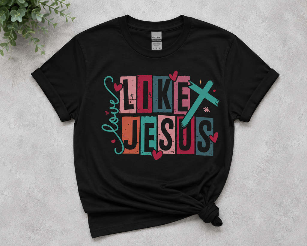 Love Like Jesus Christian Graphic T-Shirt | Faith Based Tee | Black Gildan Cotton Shirt