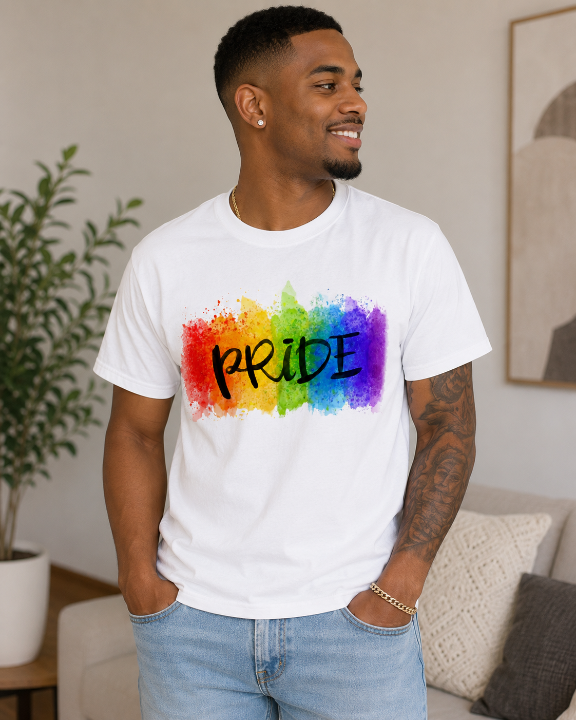 PRIDE Watercolor Graphic Tee | LGBTQ+ Rainbow Unisex T-Shirt