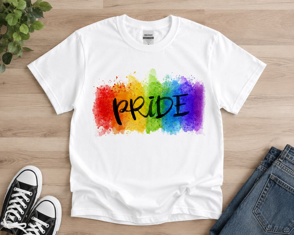 PRIDE Watercolor Graphic Tee | LGBTQ+ Rainbow Unisex T-Shirt