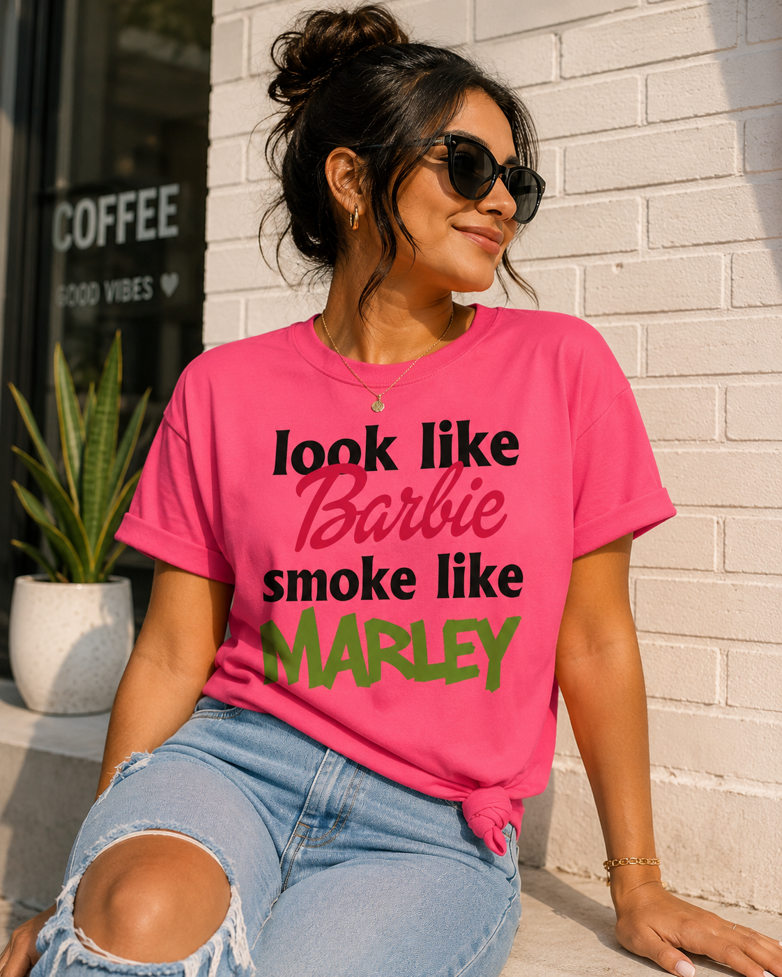 Look Like Barbie, Smoke Like Marley™ | Funny Stoner Graphic Tee