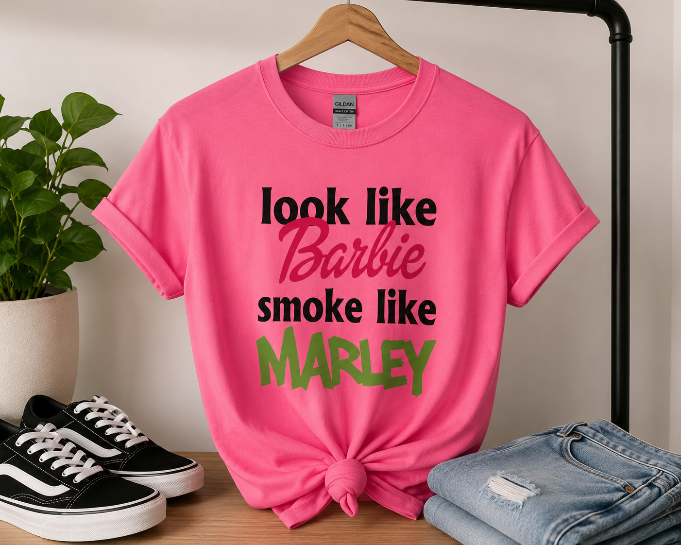Look Like Barbie, Smoke Like Marley™ | Funny Stoner Graphic Tee