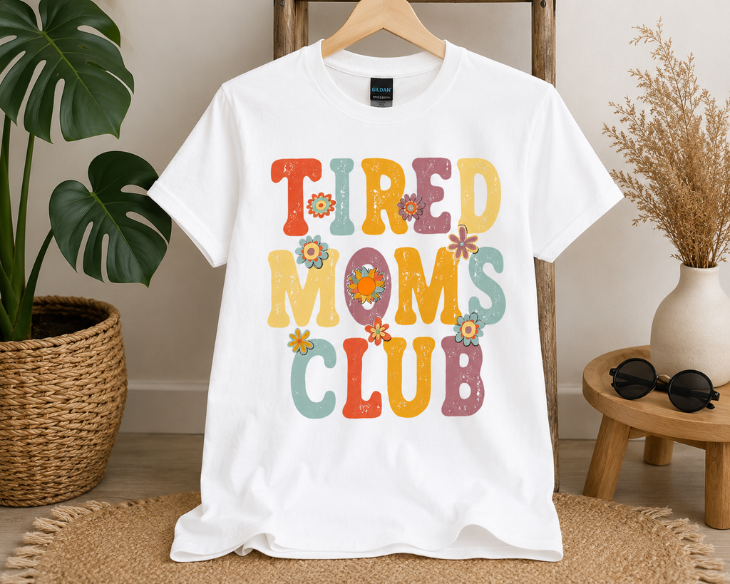 Tired Moms Club | Funny Mom Graphic T-Shirt | Unisex Cotton Tee